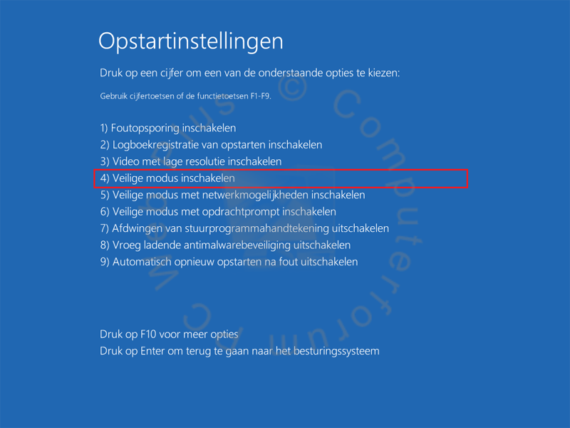 Windows 8 opstarten in de veilige modus