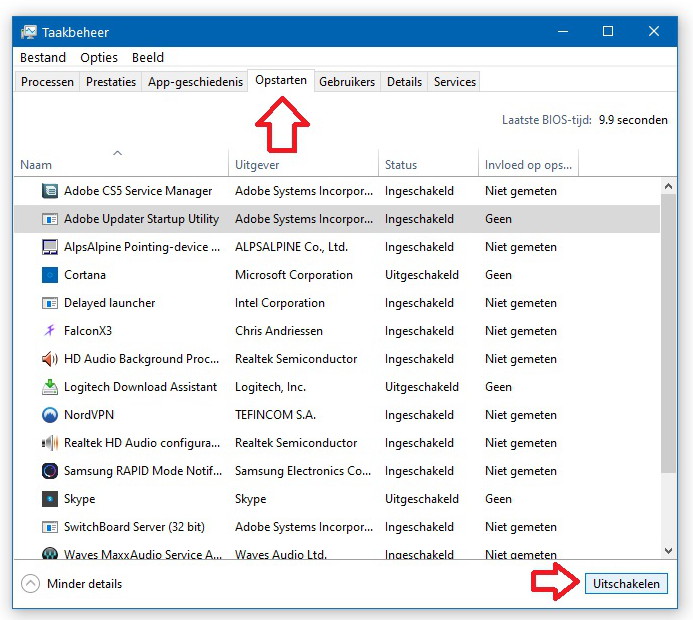 Mee opstartende programma�s in Windows 10 uitschakelen